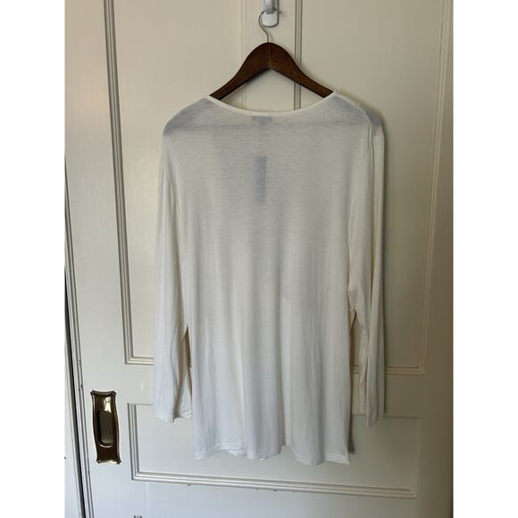 Talbots Faux Wrap Stretch Blouse Womens Size XL Ivory Classic Comfort NWT - Picture 2 of 8